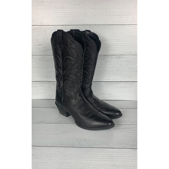 Ariat Women's Size 9 B Black Leather Cowgirl Cowboy Western Tall Pull On Boots - Picture 1 of 13